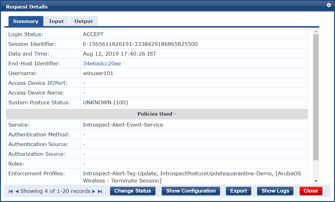 Viewing Access Tracker Session Details