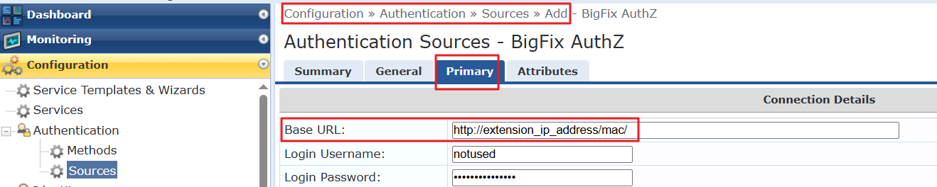 Defining the authZ source Extension IP address