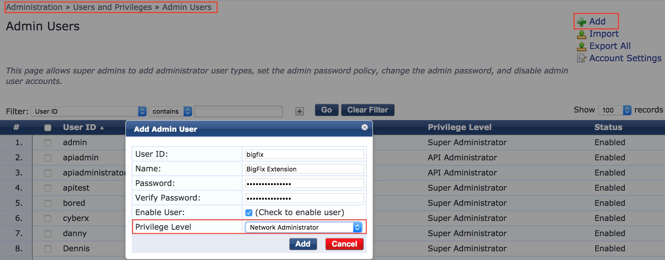 Creating an Admin user on ClearPass