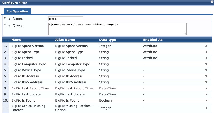 Adding the required BigFix endpoint fields/attributes