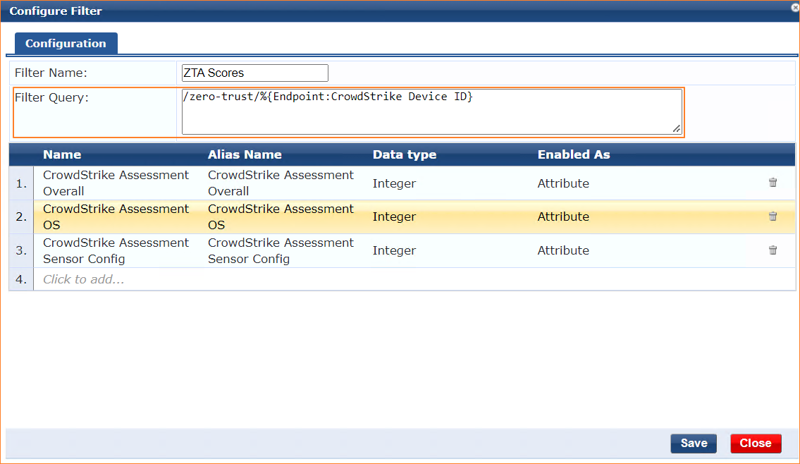 Adding an HTTP Authorization Source – Attributes Tab (Add filter for ZTA attributes)
