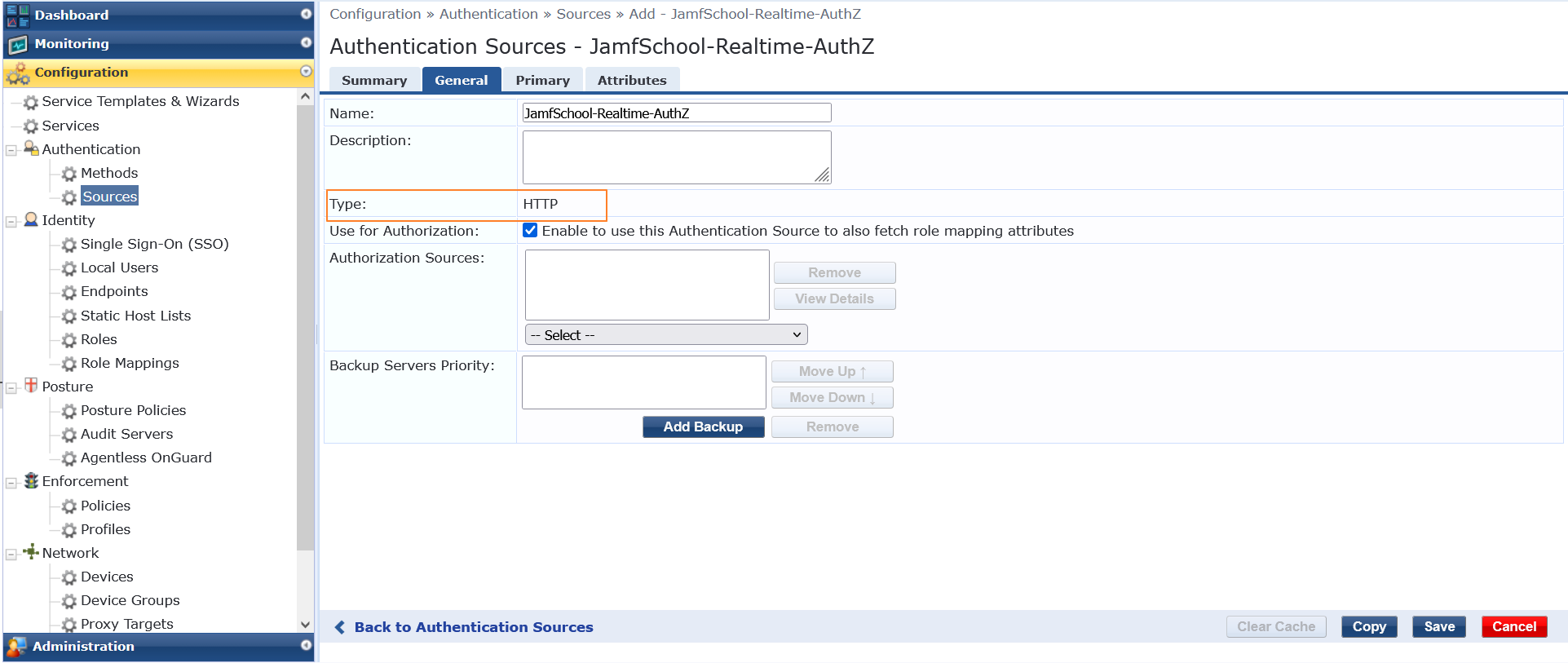 Adding HTTP Auth Source