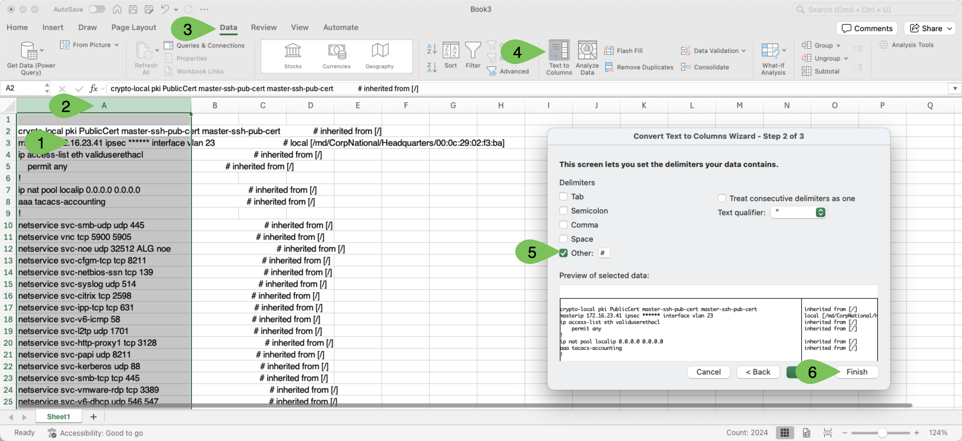Excel Text to Columns Steps