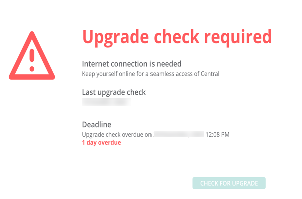One Time Upgrade Online Upgrade Through the Versions Page